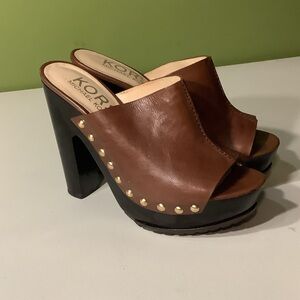 Michael Kors brown leather mules, size 8